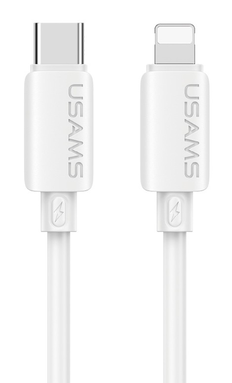 USAMS καλώδιο Lightning σε USB-C SJ788, σιλικόνης, 30W, 480Mbps, 1m, λευκό