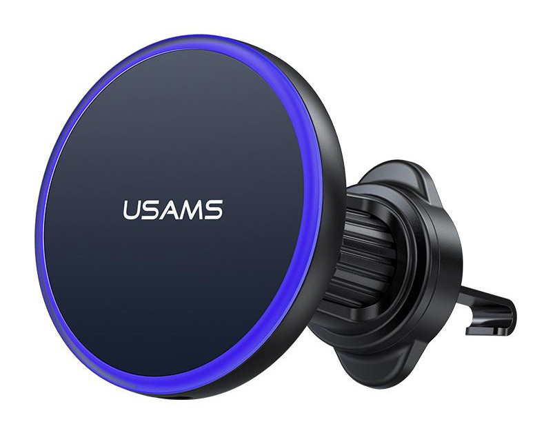 USAMS ασύρματος φορτιστής & βάση smartphone αυτοκινήτου CD277, αεραγωγών, 15W, μαύρος