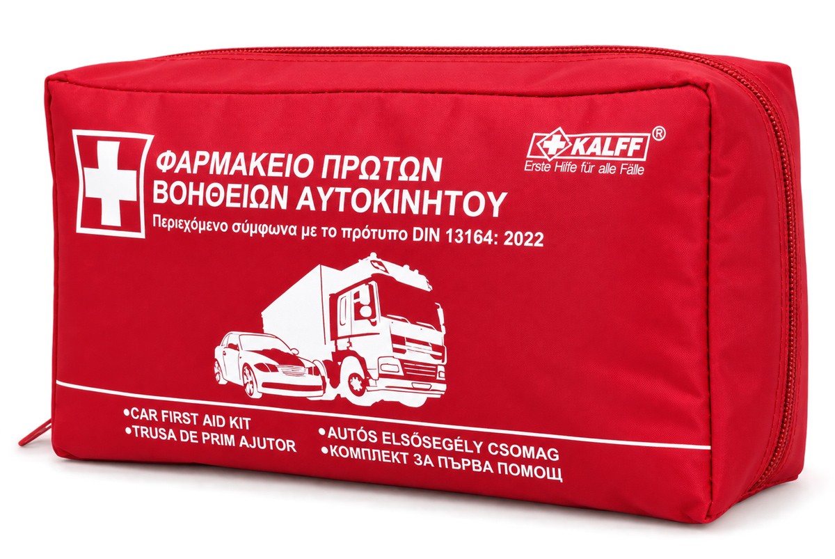 KALFF φαρμακείο πρώτων βοηθειών για οχήματα FK7151-99, DIN 13164-2022, κόκκινο