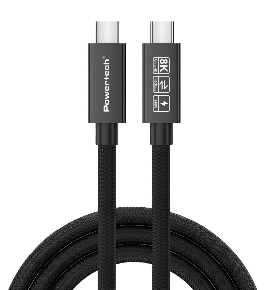 POWERTECH καλώδιο USB-C PTR-0165, USB4, 240W, 40Gbps, 8K/60Hz, 1m, μαύρο