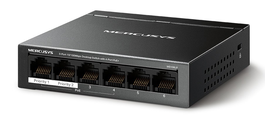 MERCUSYS Desktop Switch MS106LP, 6x 10/100 Mbps, PoE+, Ver. 1.0