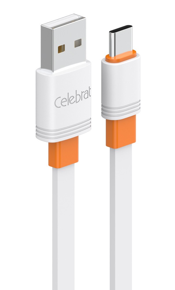 CELEBRAT καλώδιο USB-C σε USB CB-33C, flat, 3A, 1m, λευκό