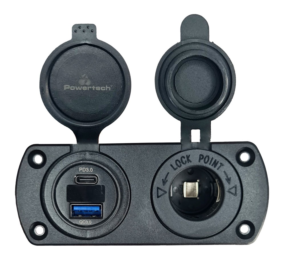 POWERTECH πρίζα 12V για σκάφη & οχήματα PTL-002, USB/USB-C, οθόνη, IP65