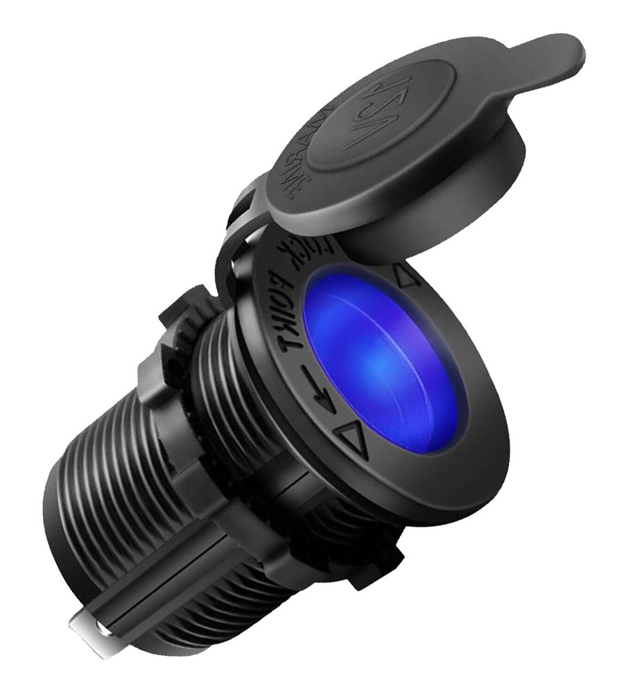 POWERTECH πρίζα αναπτήρα για σκάφη & οχήματα PTL-010, μπλε LED, 12V