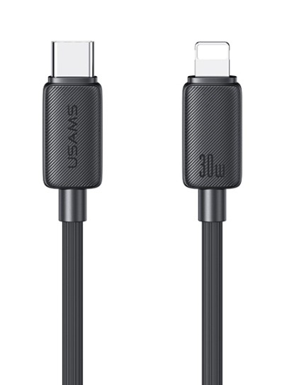 USAMS καλώδιο Lightning σε USB-C US-SJ692, 30W, 480Mbps, 1m, μαύρο