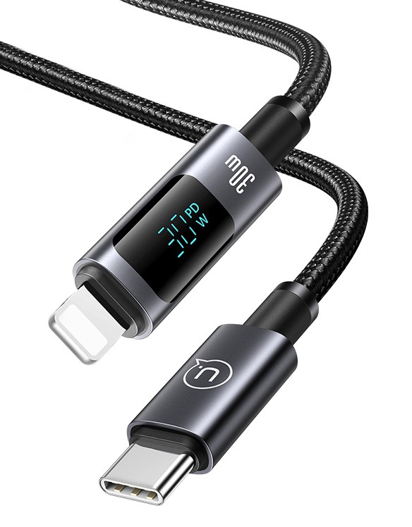 USAMS καλώδιο Lightning σε USB-C US-SJ672, 30W, 480Mbps, 1.2m, μαύρο