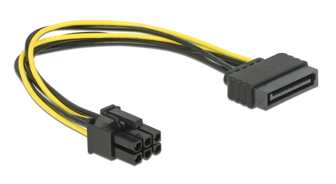 DELOCK καλώδιο τροφοδοσίας SATA 15-pin σε 6-pin PCI Express 82924, 20cm