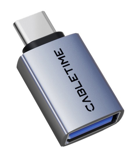 CABLETIME αντάπτορας USB-C CT-OTG42-AG, γωνιακός, USB4, 240W, 40Gbps, 8K, γκρι