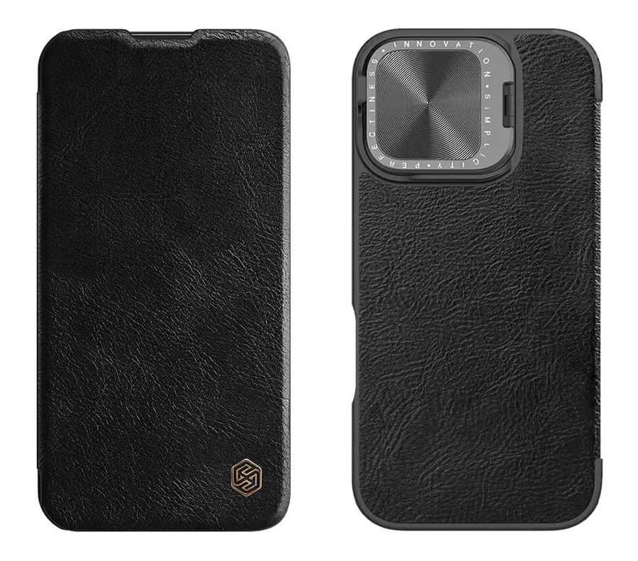 NILLKIN θήκη Qin Prop Leather για iPhone 16 Pro, δερμάτινη, μαύρη