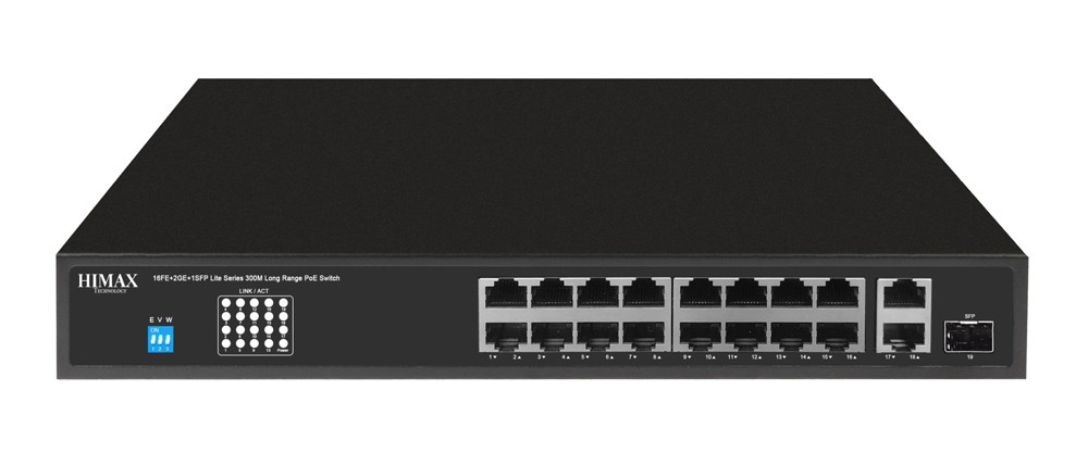 HIMAX PoE switch PS1802E-L, 8x Ethernet PoE & 2x Ethernet θύρες, έως 100Mbps