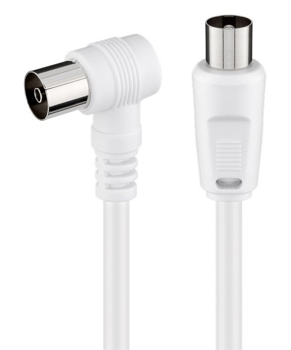 POWERTECH καλώδιο κεραίας RF αρσενικό - RF θηλυκό CAB-V040, γωνιακό, λευκό, 1.5m