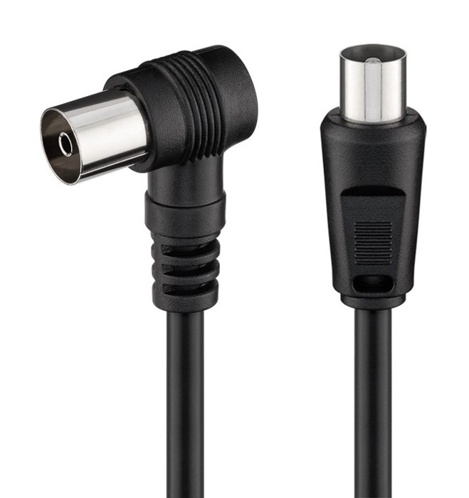 POWERTECH καλώδιο κεραίας RF αρσενικό - RF θηλυκό CAB-V041, γωνιακό, μαύρο, 1.5m