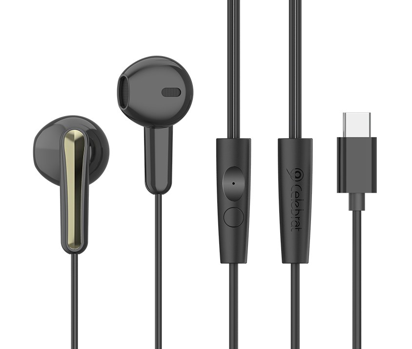 CELEBRAT earphones με μικρόφωνο G37, USB-C σύνδεση, 14.2mm, 1.2m, μαύρα
