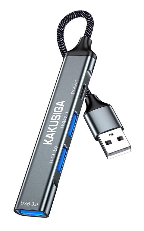 KAKUSIGA USB hub KSC-1416, 4x θυρών, USB 3.0, 5Gbps, USB σύνδεση, γκρι