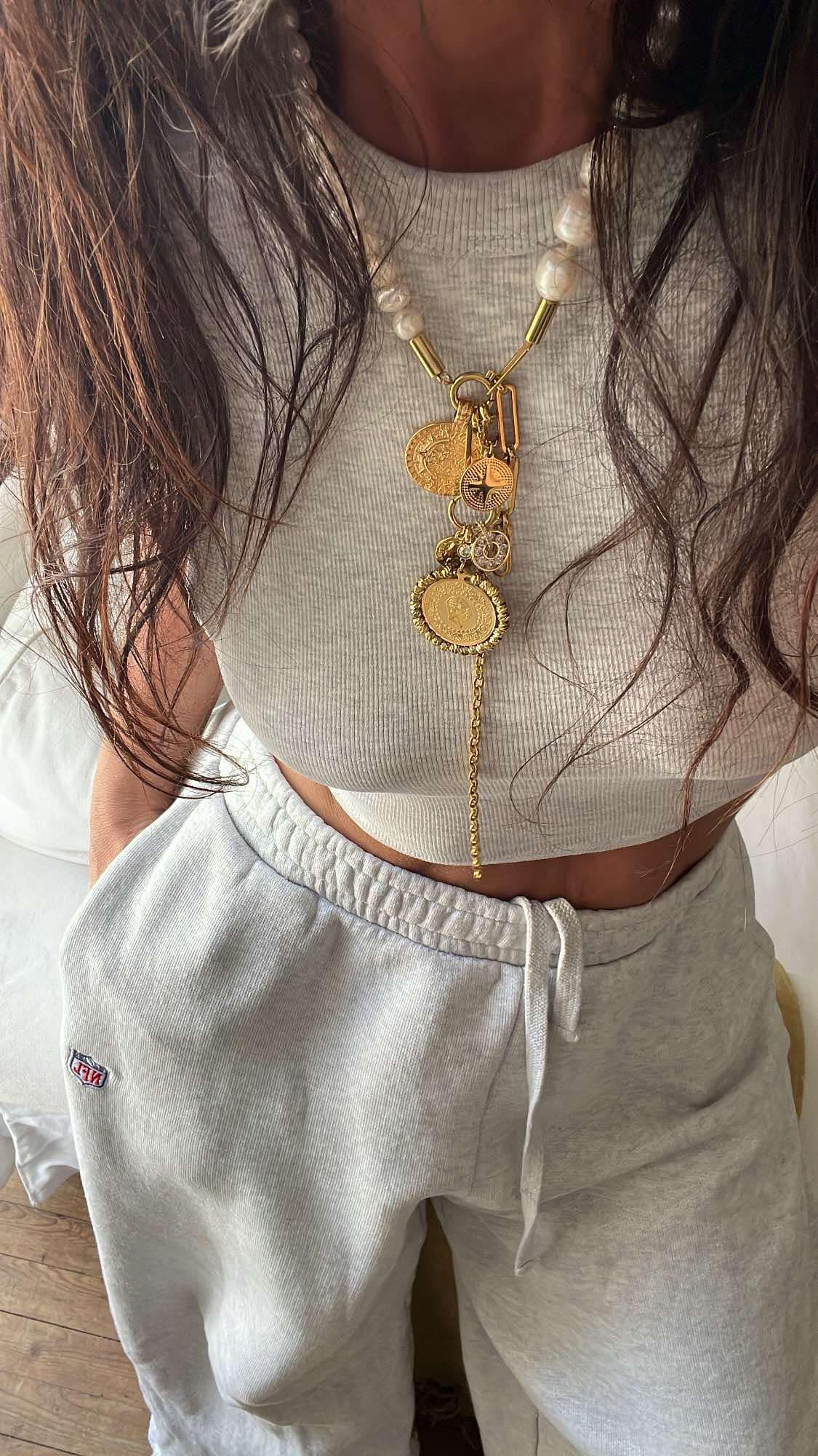Pearl and charms necklace