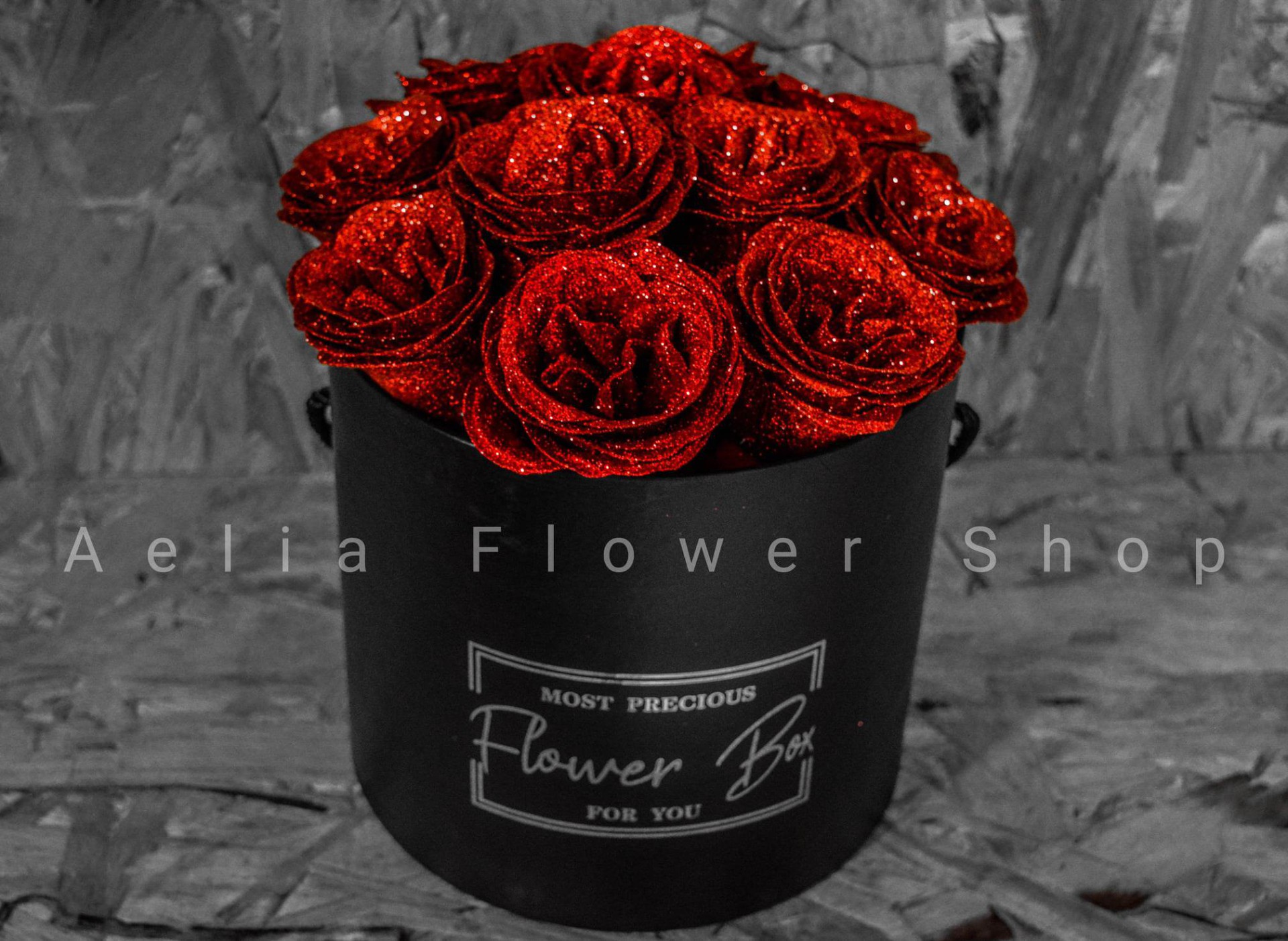 Gift Box με glitter roses Κόκκινα 