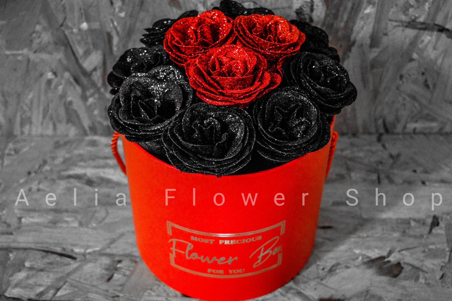 Gift Box με glitter roses Black