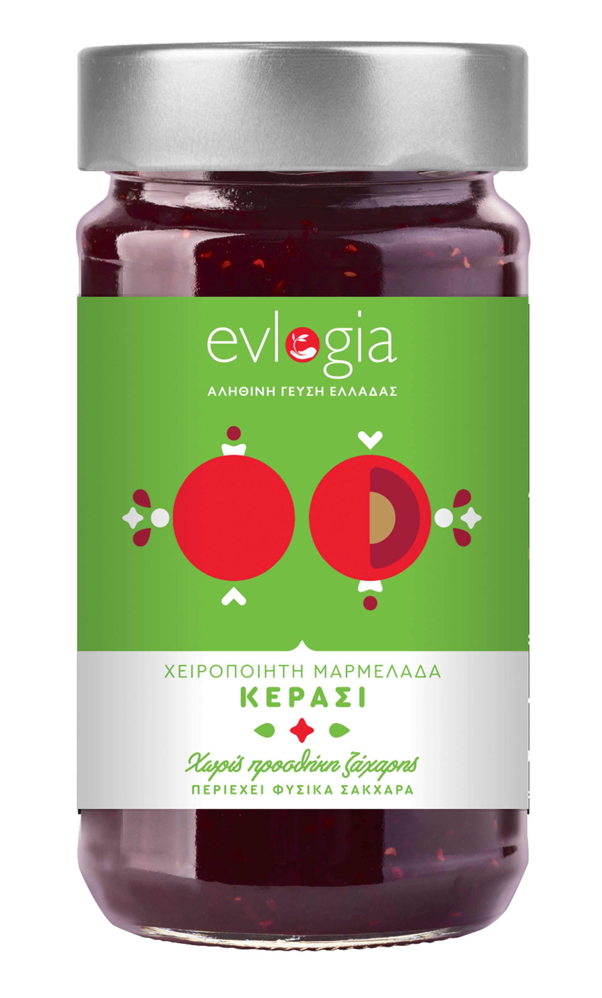 Evlogia True Taste of Greece Μαρμελάδα Κεράσι Χωρίς Προσθήκη Ζάχαρης 280gr