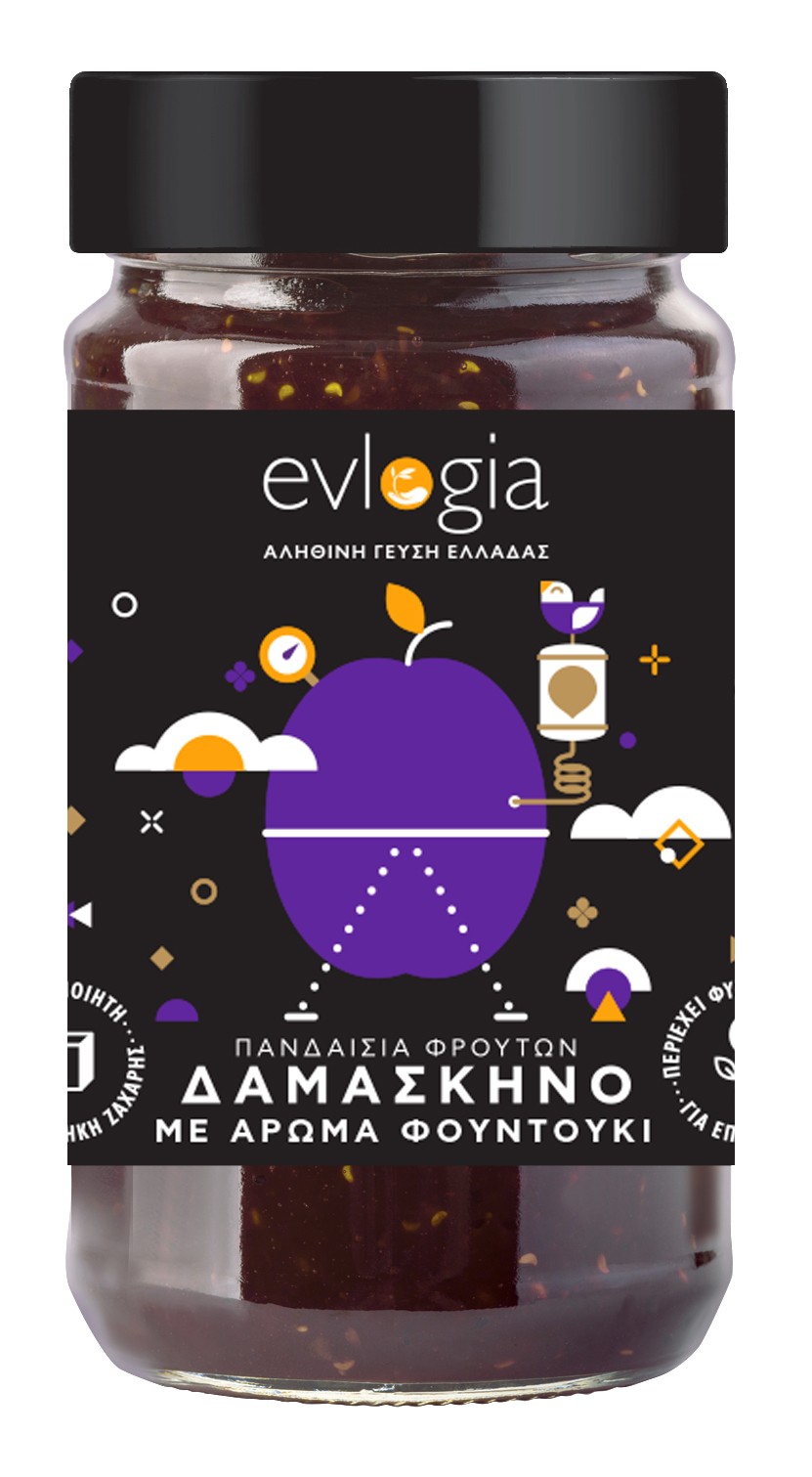 Evlogia True Taste of Greece Μαρμελάδα Δαμάσκηνο & Άρωμα Φουντουκιού 280gr