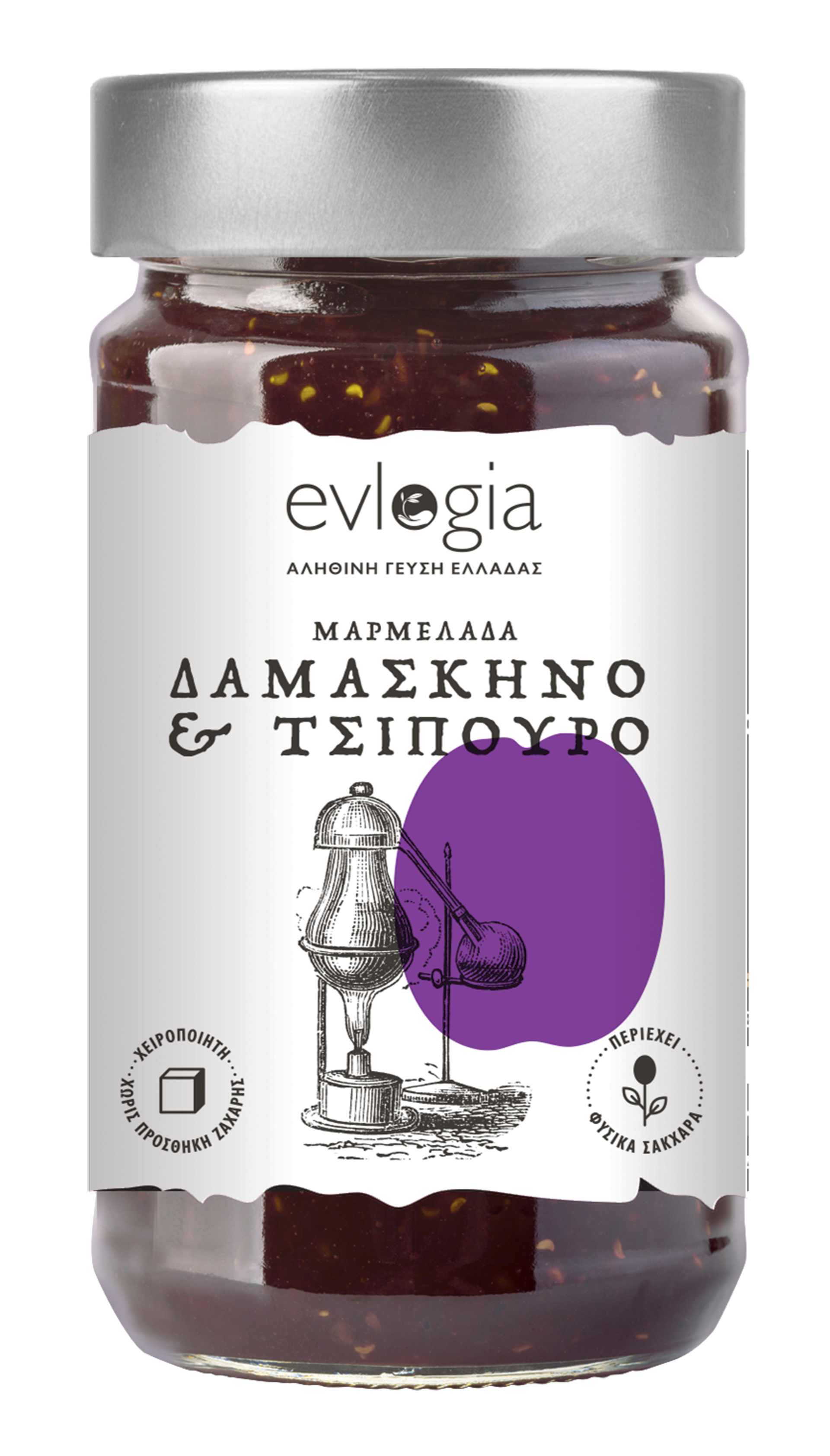Evlogia True Taste of Greece Μαρμελάδα Δαμάσκηνο με Τσίπουρο 280γρ