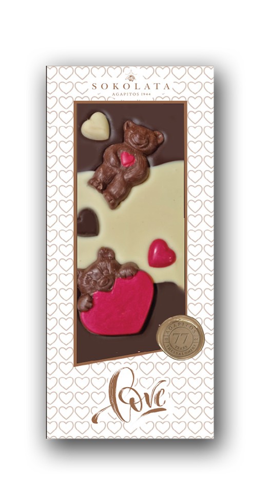 ΣΟΚΟΛΑΤΑ TEDDIES 3D THREE CHOCOLATES (MILK/DARK/WHITE)-AGAPITOS 100GR