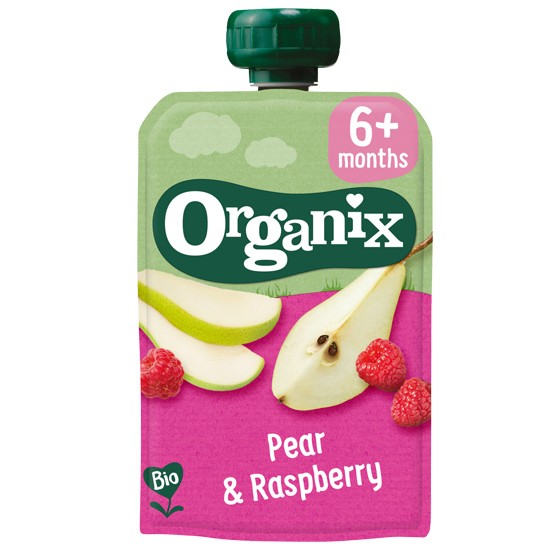 Organix Φρουτοπολτός Αχλάδι - Σμέουρο +6μ (100γρ)