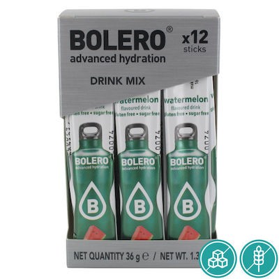 Bolero Χυμός σε Σκόνη 500ml Σε Νερό Καρπούζι Χωρίς Ζάχαρη 3gr 12τμχ