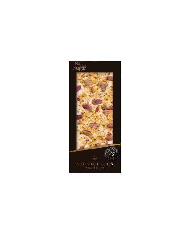 White Chocolate with Pistachio, No Added Sugar, Agapitos 100gr