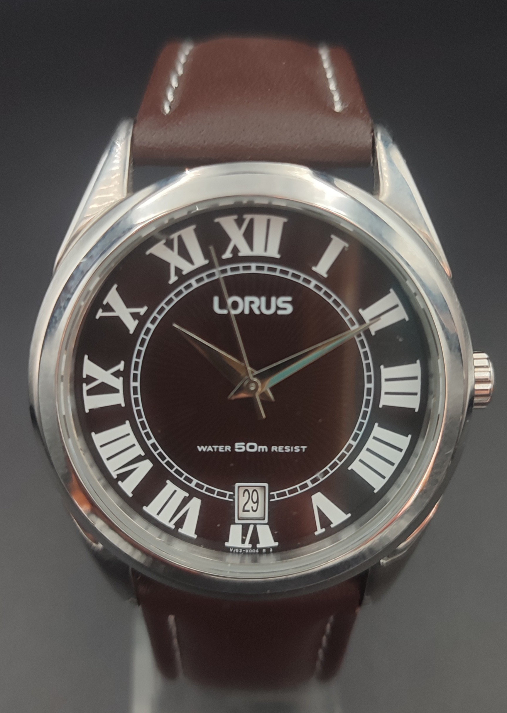 LORUS Μεταλλικό - Λουρί καφέ δέρμα  ΑΝΔΡΙΚΟ