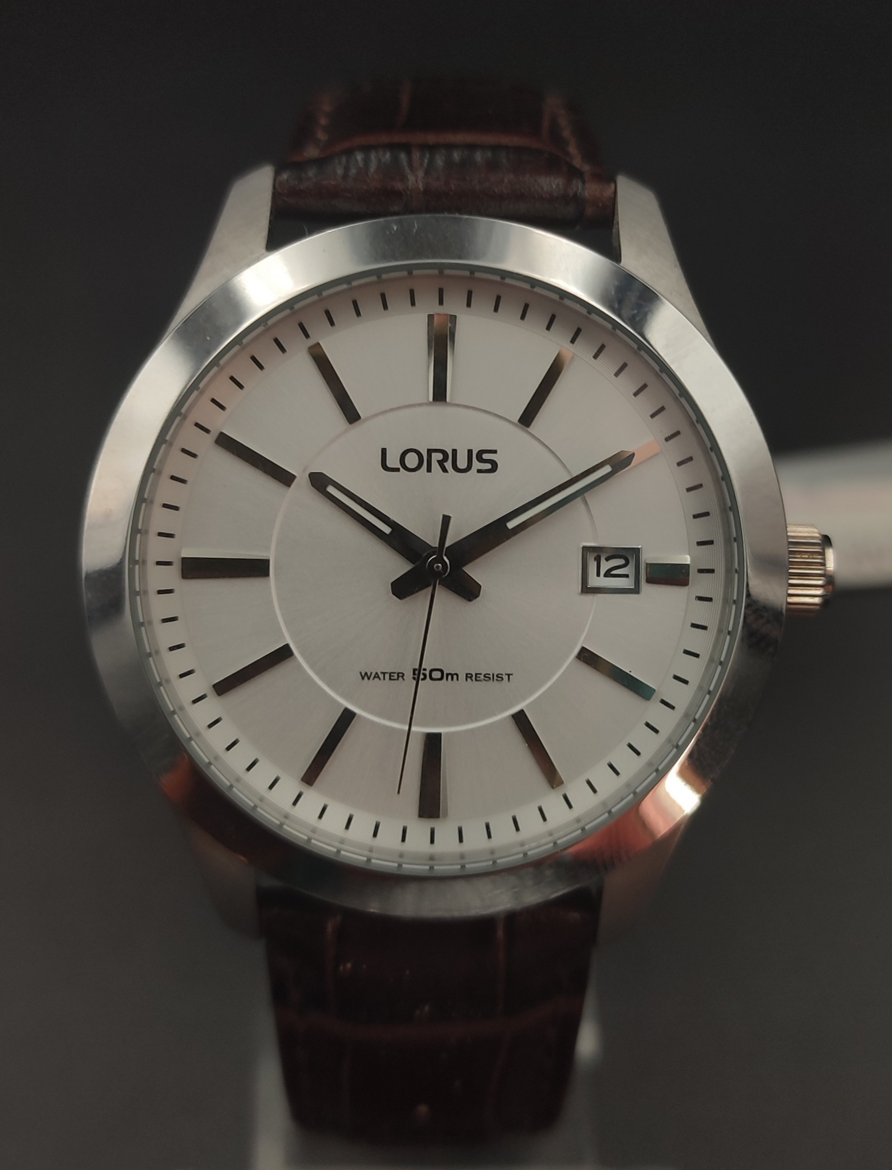 LORUS Μεταλλικό - Λουρί σκούρο καφέ δέρμα ΑΝΔΡΙΚΟ