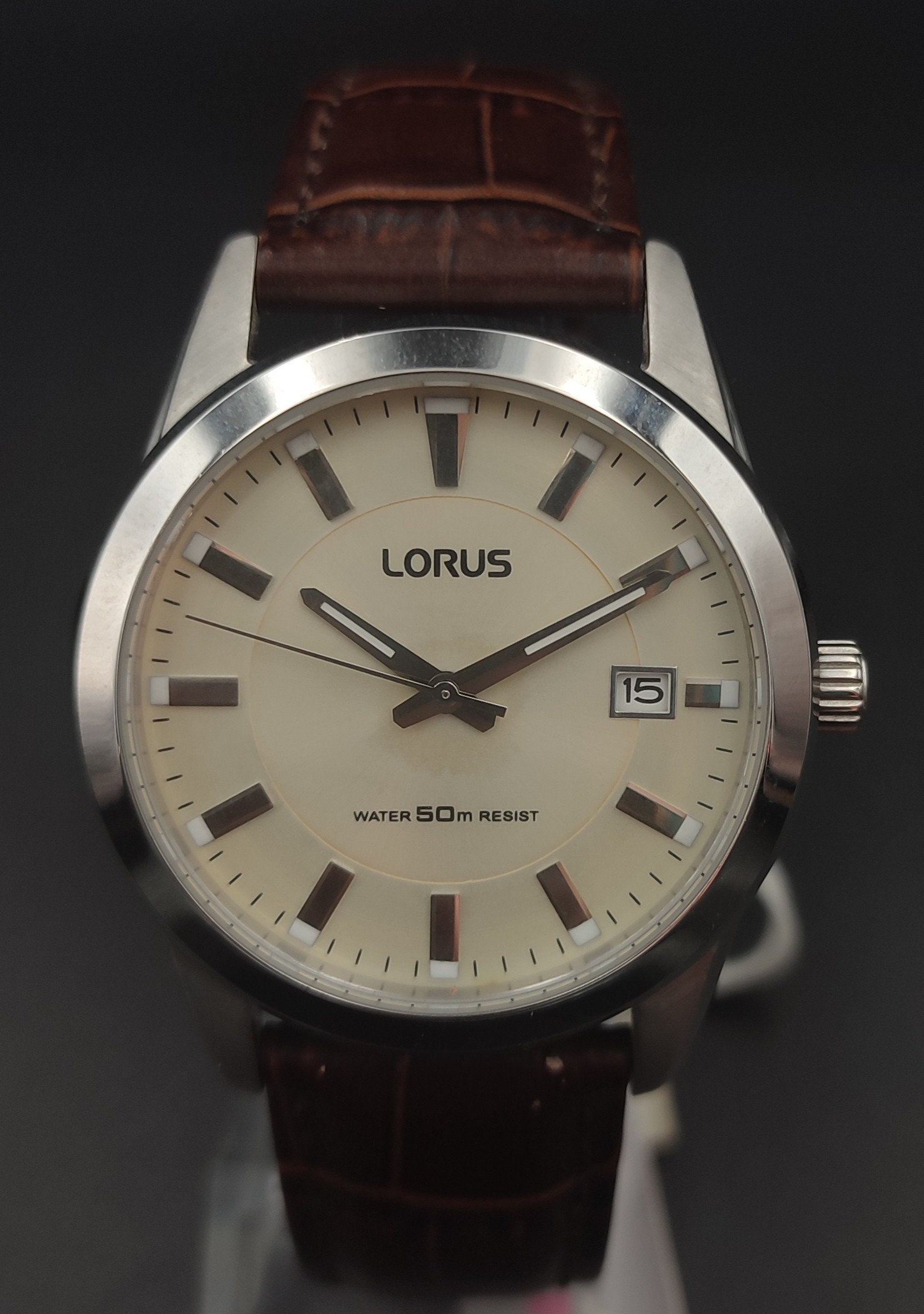 LORUS Μεταλλικό - Λουρί σκούρο καφέ δέρμα ΑΝΔΡΙΚΟ