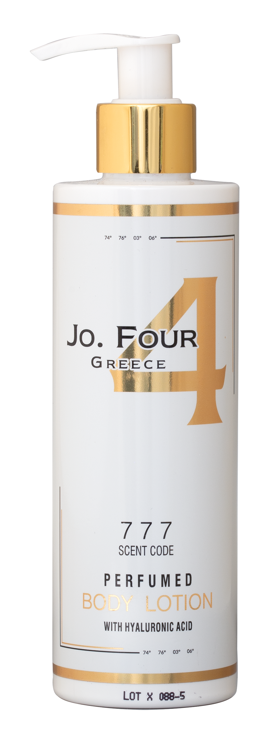 Jo. Four "Code 777" perfumed body lotion