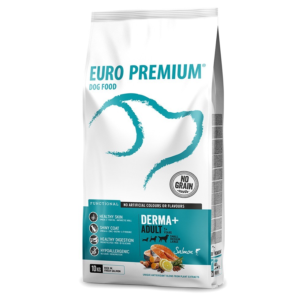 EuroPremium Medium Adult Derma με Σολομό (grain free) 10kg