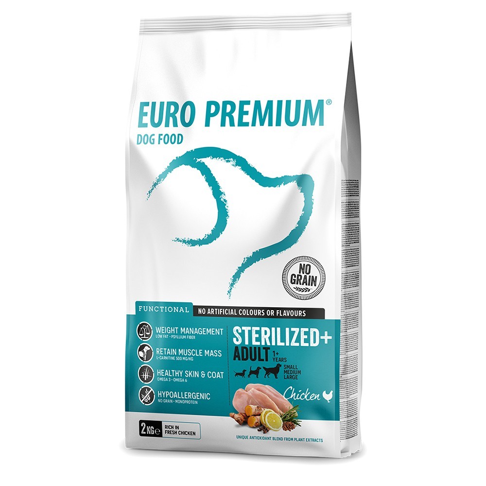 EuroPremium Medium Adult Sterilised με Κοτόπουλο (grain free) 2kg