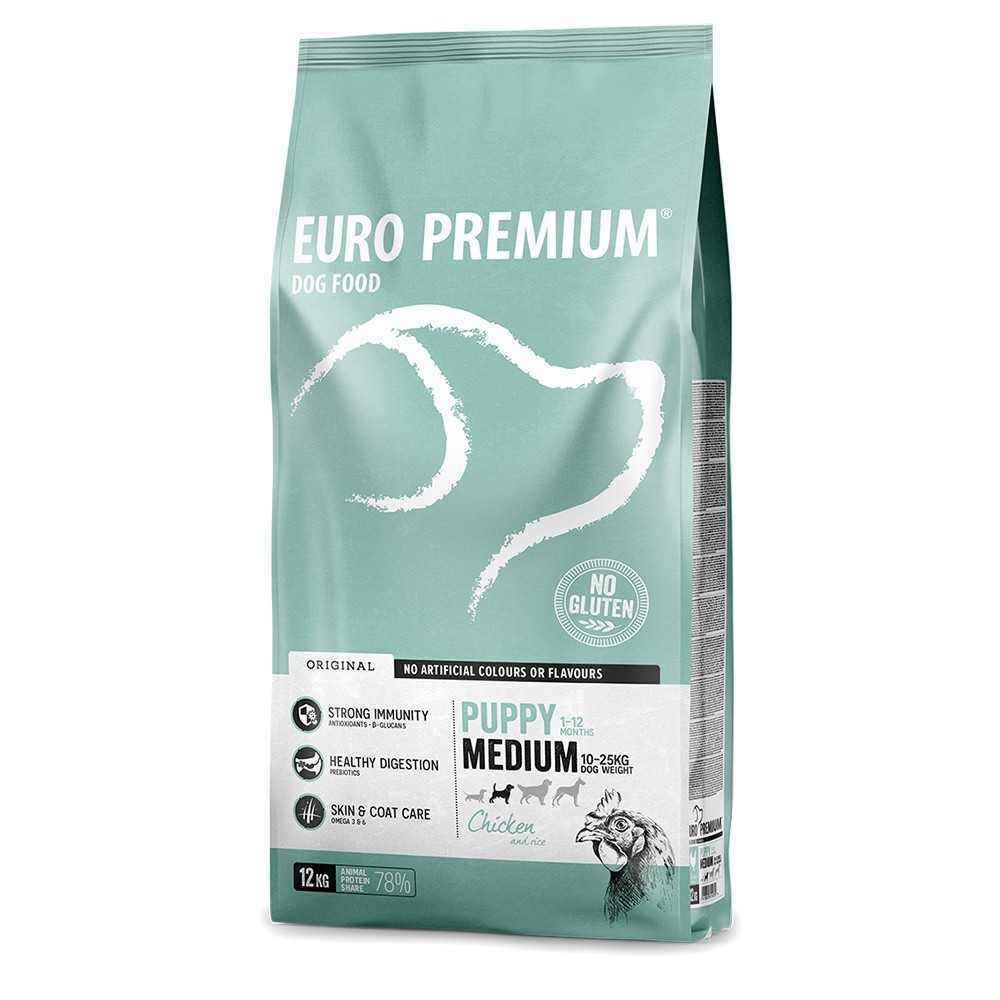 EuroPremium MEDIUM PUPPY με Κοτόπουλο 12Kg