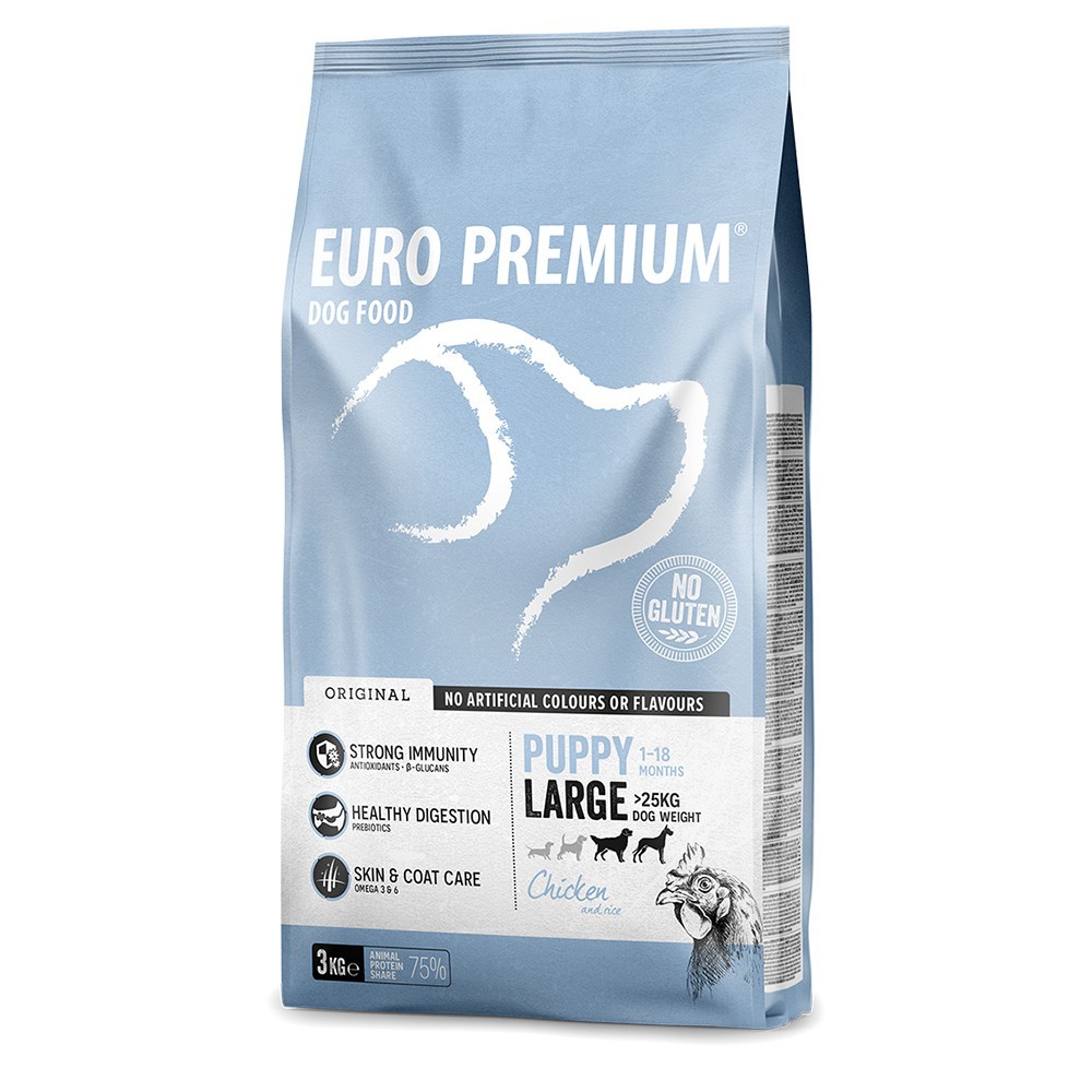 EuroPremium LARGE PUPPY με Κοτόπουλο 3Kg