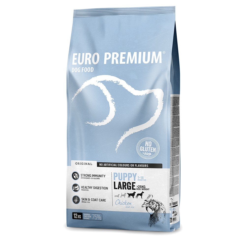 EuroPremium LARGE PUPPY με Κοτόπουλο 12Kg