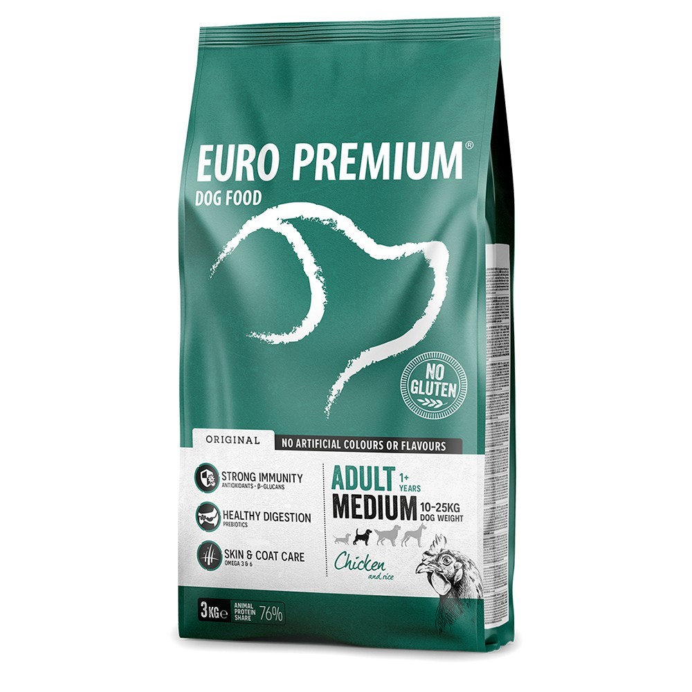 EuroPremium MEDIUM ADULT με Κοτόπουλο 3Kg