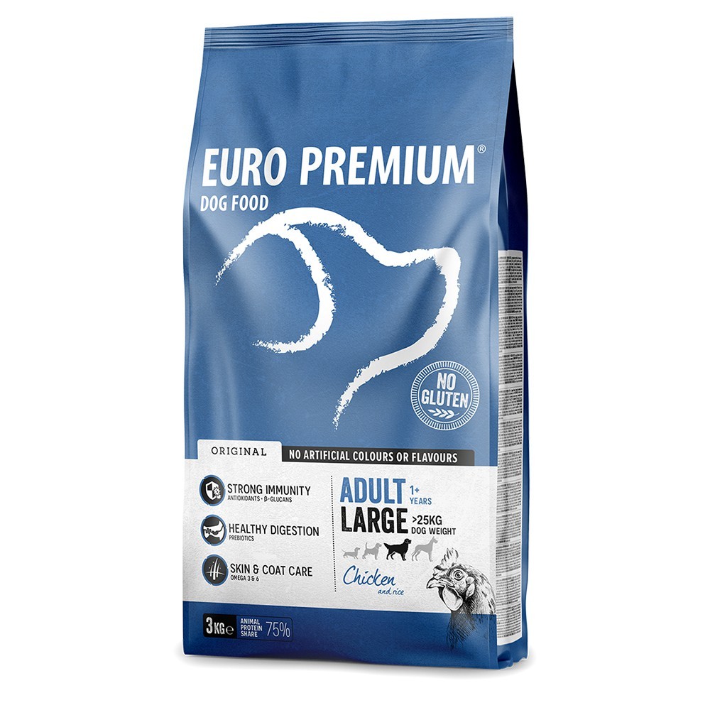 EuroPremium LARGE ADULT με Κοτόπουλο 3Kg