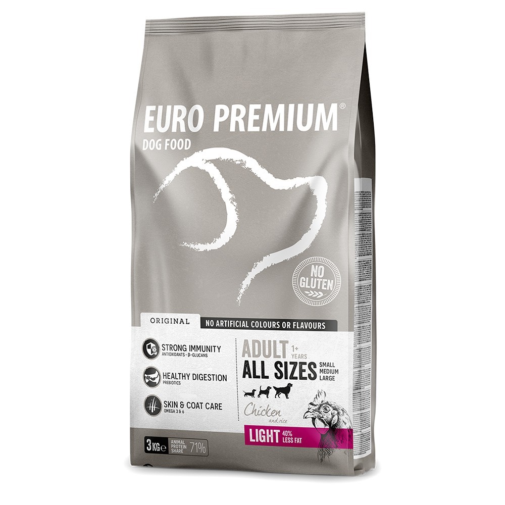 EuroPremium ADULT LIGHT ALL SIZES με Κοτόπουλο 3Kg