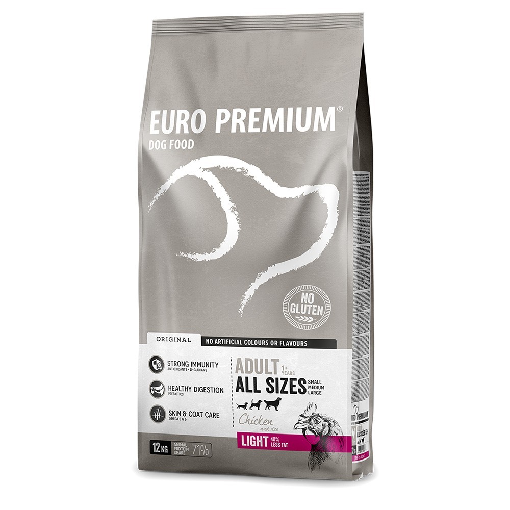 EuroPremium ADULT LIGHT ALL SIZES με Κοτόπουλο 12Kg