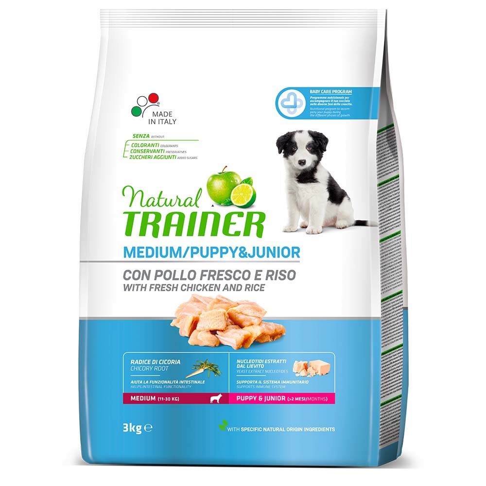 NATURAL TRAINER MEDIUM PUPPY & JUNIOR με Κοτόπουλο 3kg