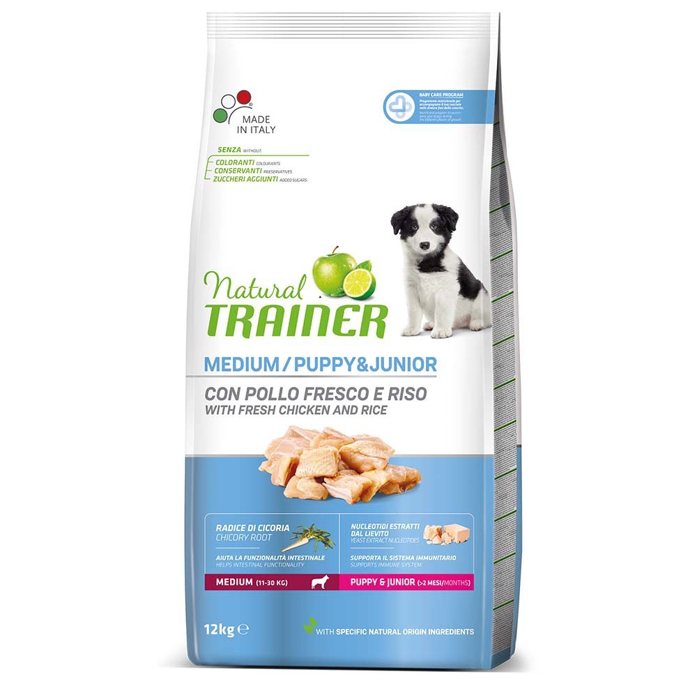 NATURAL TRAINER MEDIUM PUPPY & JUNIOR με Κοτόπουλο 12kg