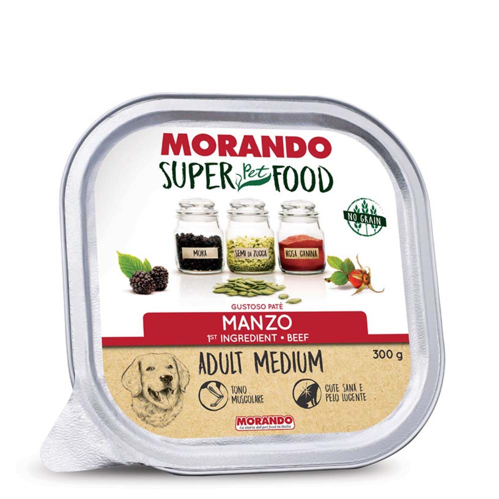 Morando Super Food Dog Adult Medium Πατέ Μοσχάρι 300gr