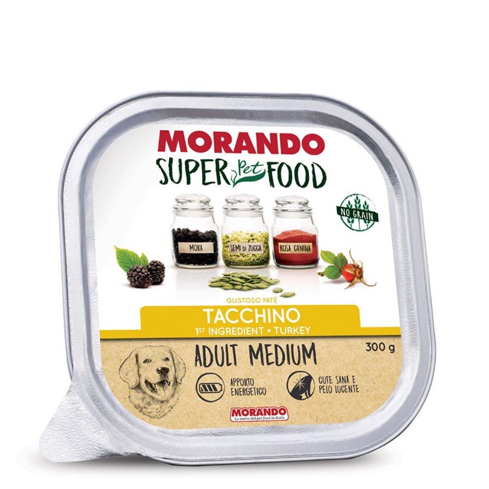 Morando Super Food Dog Adult Medium Πατέ Γαλοπούλα 300gr