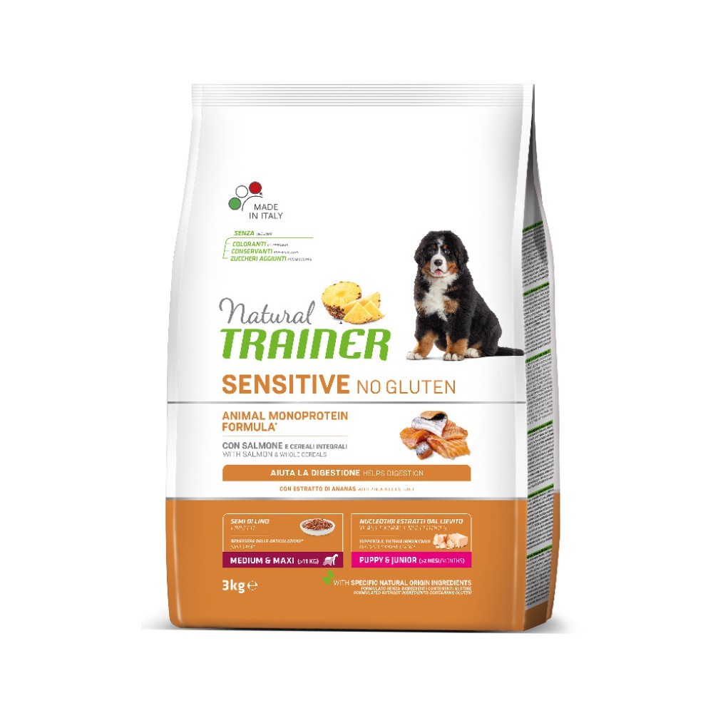 NATURAL TRAINER MEDIUM & MAXI/ PUPPY & JUNIOR με Σολομό 3kg