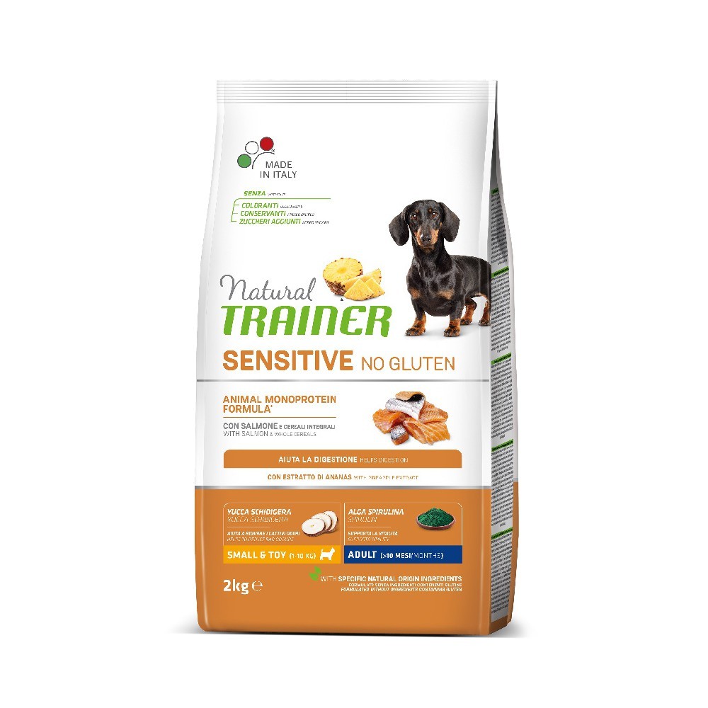 NATURAL TRAINER SENSITIVE SMALL & TOY/ PUPPY & JUNIOR (NO GLUTEN) με Σολομό 2kg