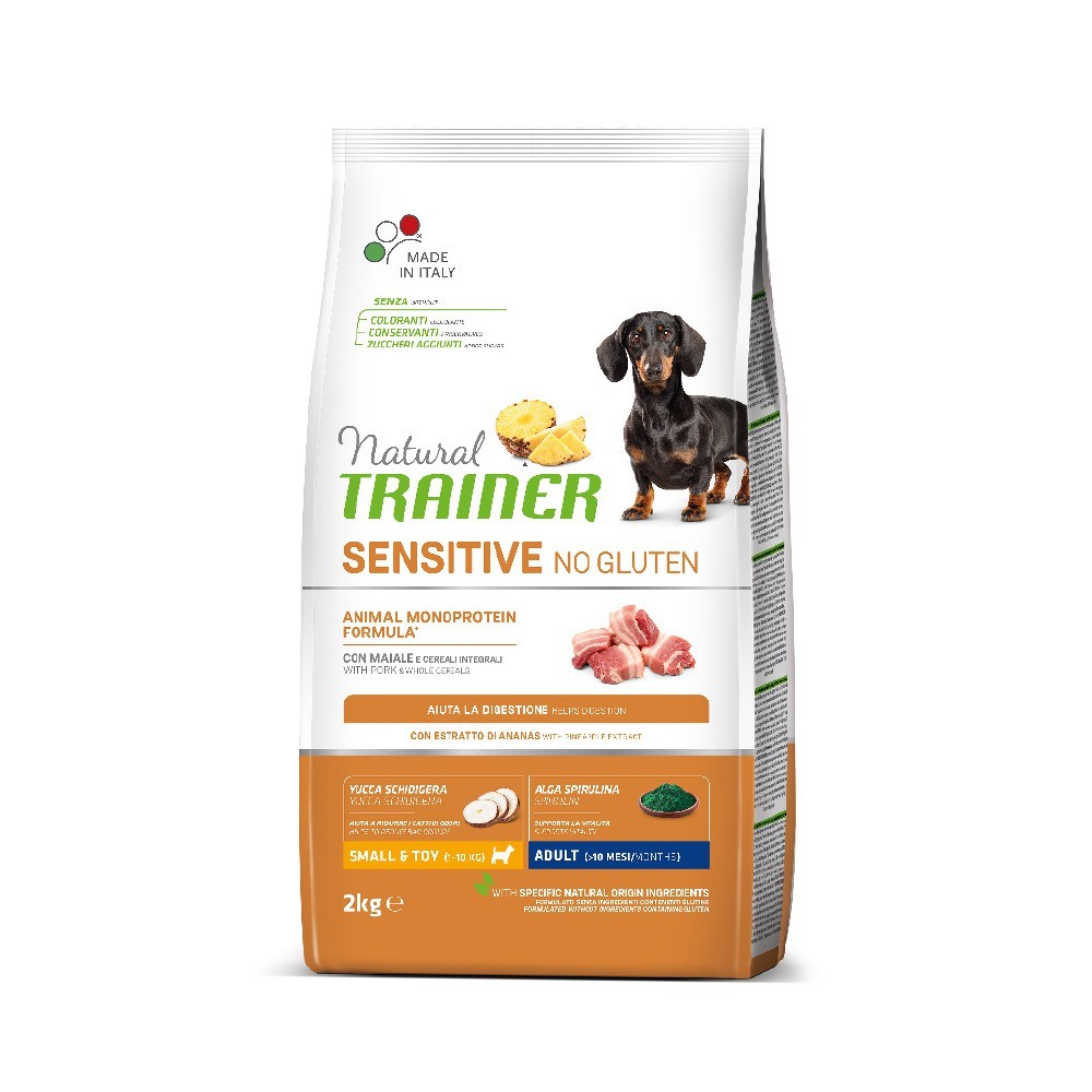 NATURAL TRAINER SENSITIVE SMALL & TOY/ ADULT (NO GLUTEN) με Χοιρινό 2kg