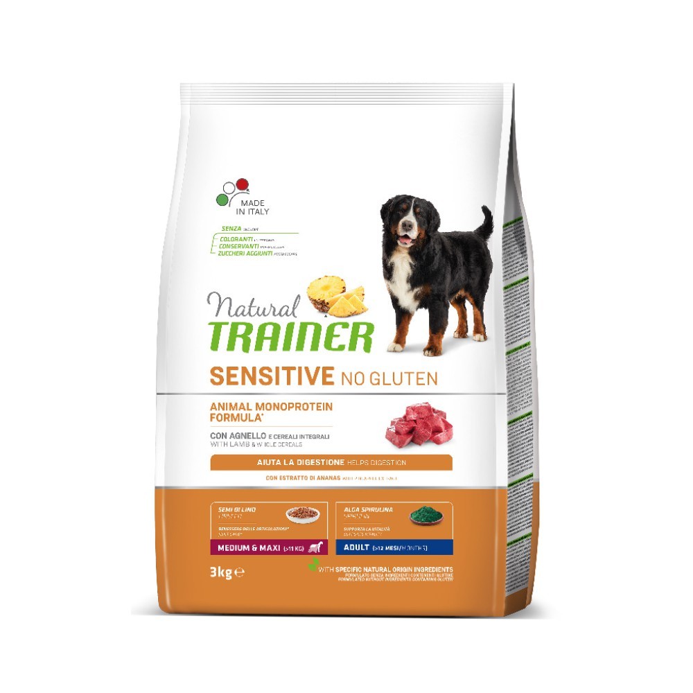 NATURAL TRAINER SENSITIVE MEDIUM & MAXI/ ADULT (NO GLUTEN) με Αρνί 3kg