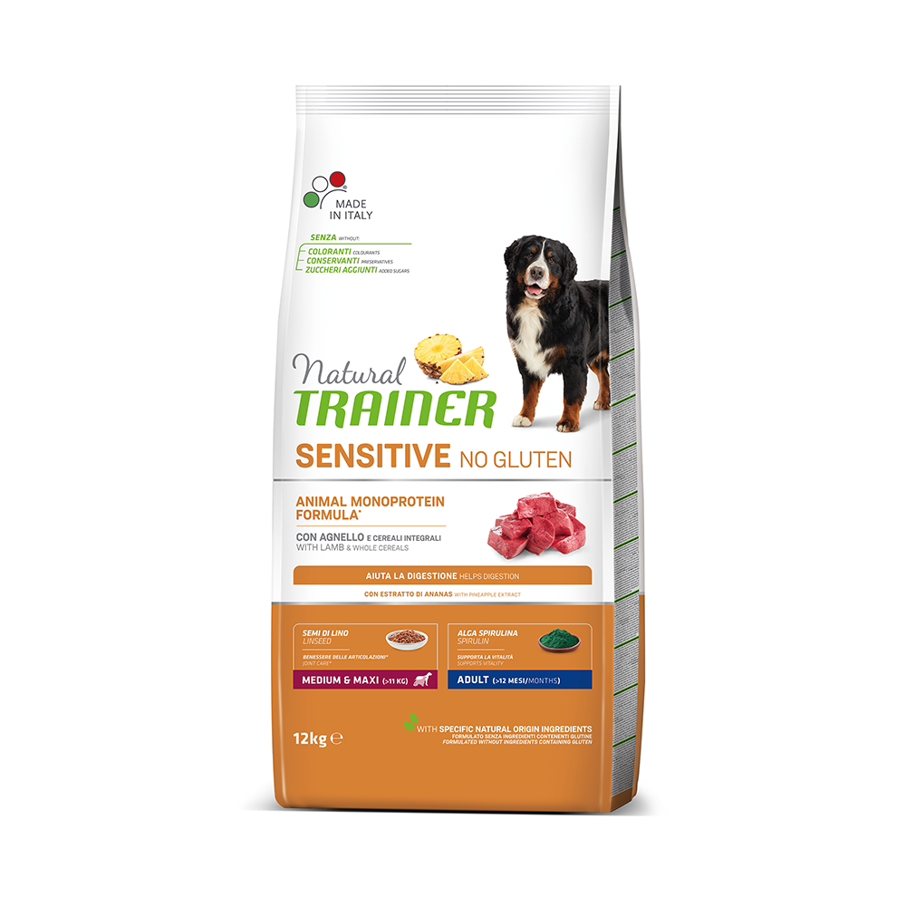 NATURAL TRAINER SENSITIVE MEDIUM & MAXI/ ADULT (NO GLUTEN) με Αρνί 12kg